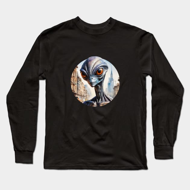 Alien in the City Long Sleeve T-Shirt by roswellboutique